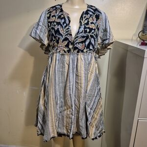 Free People Patchwork Flowy Dress L